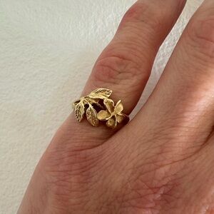 14k Gold Plumeria Flower Ring